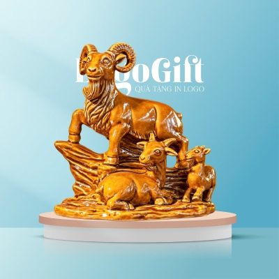 Tượng dê gốm sứ Tam Dương Khai Thái men vàng hoàng thổ LG-TLV01 - Ảnh đại diện